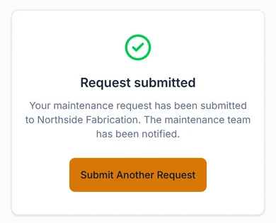 Request submitted: the maintenance team has been notified.