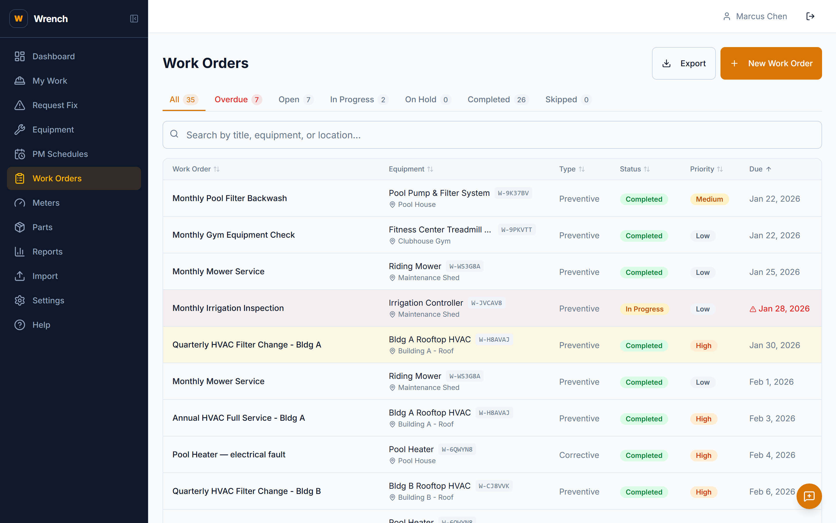 Property work order tracking